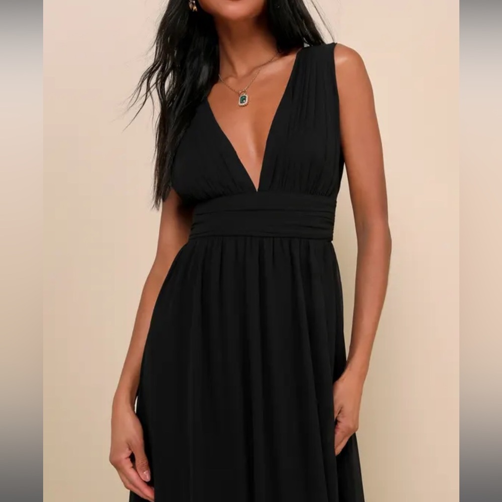 NWT Lulus Heavenly Hues Black Maxi Dress - Picture 2 of 6